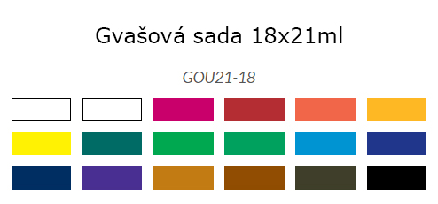 Gvašová sada 18x21ml